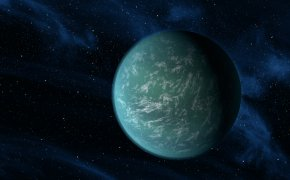 Обои Kepler-22b, звезды, космос, макро, планета, пространство