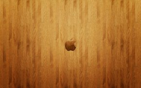 Обои apple, wall, wood, лого