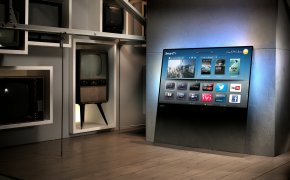 Обои Philips designline tv, smart tv, будущее, прошлое, телевизоры